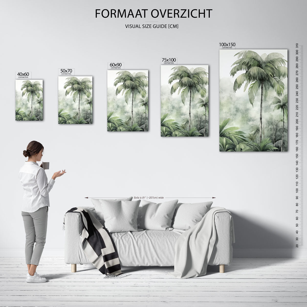 Tropische palmen – staand wanddecoratie kunstwerk
