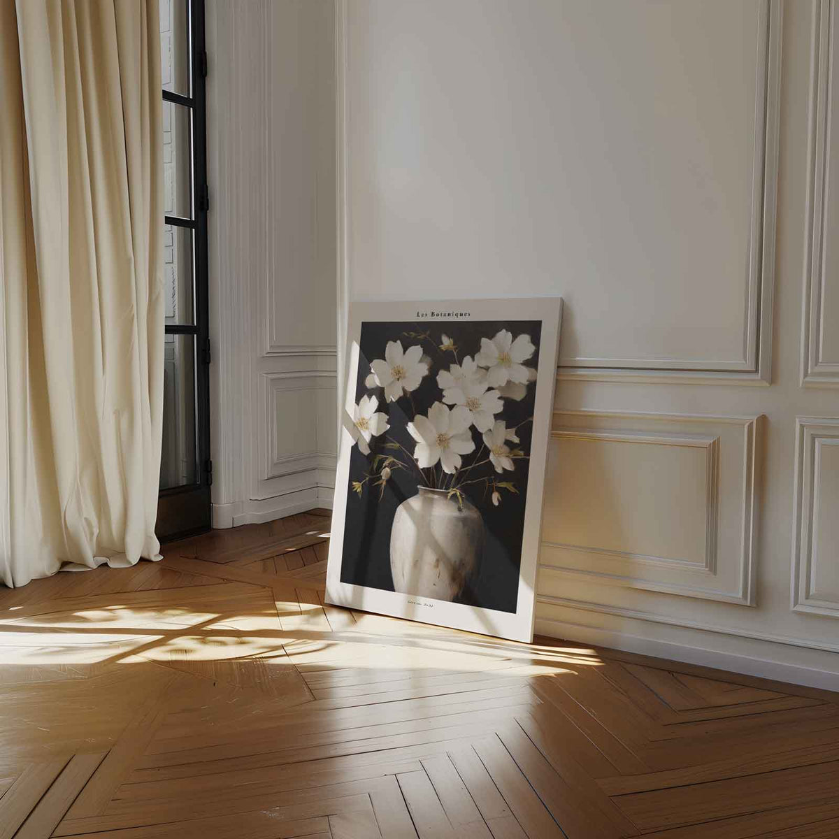 Elegante Bloemen in Rustieke Vaas – staand kunstwerk voor modern interieur