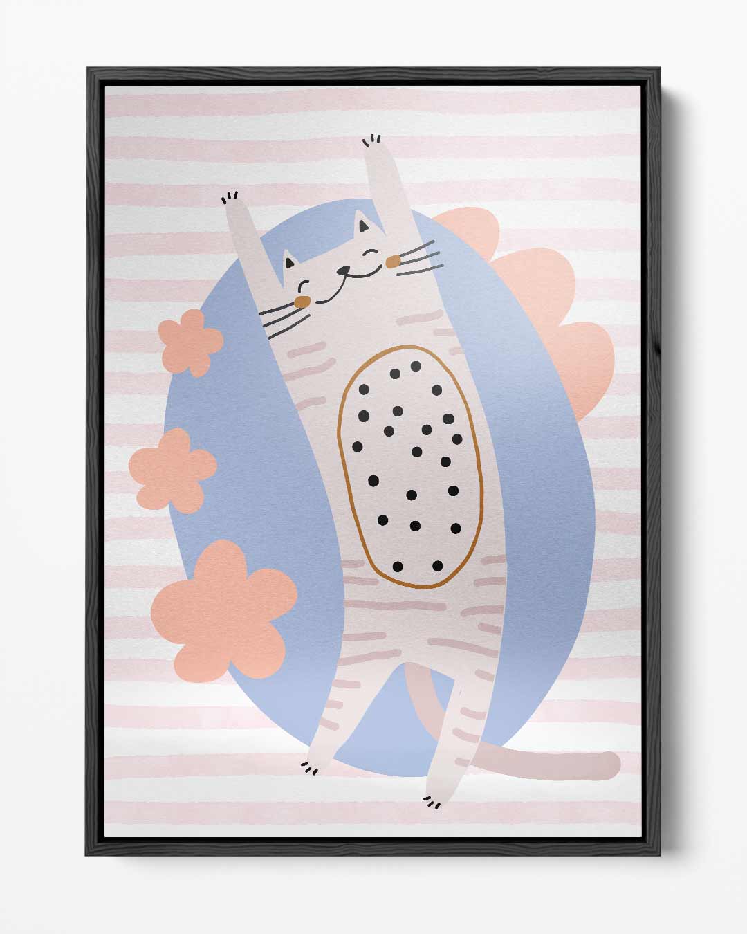 Vrolijke Kat in Pastelkleuren – portret kunstwerk als wanddecoratie