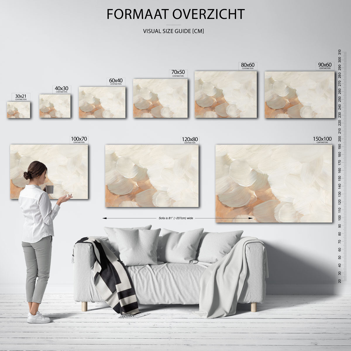 Abstracte penseelstreken – liggende muurposter met artistieke uitstraling