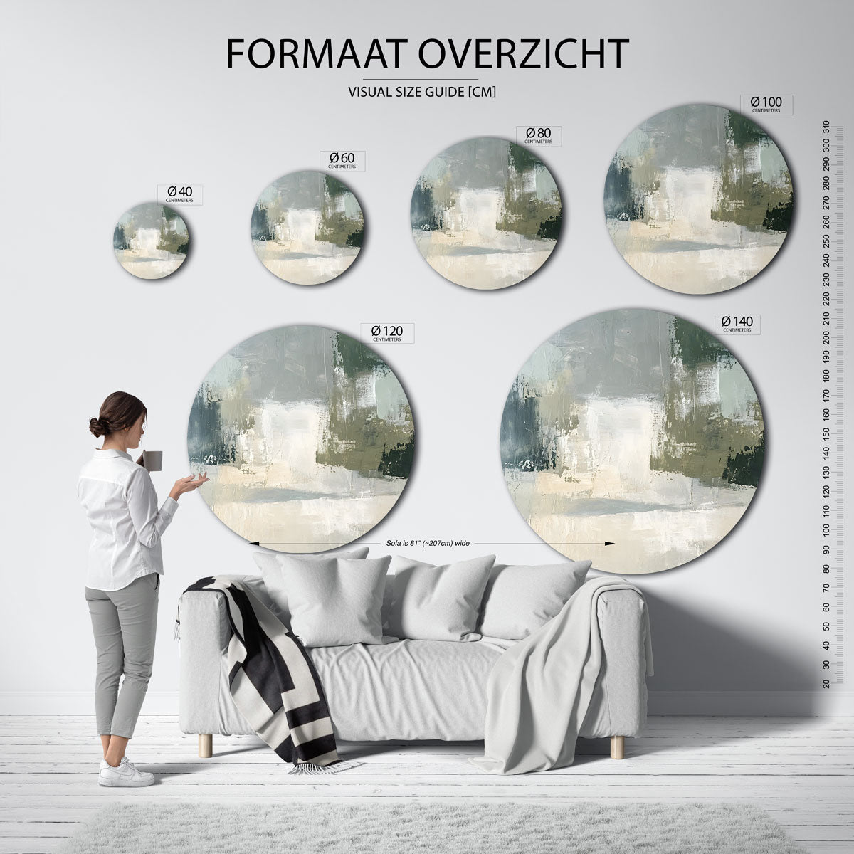 Abstracte vormen – abstracte wandkunst met textuur als muurcirkel