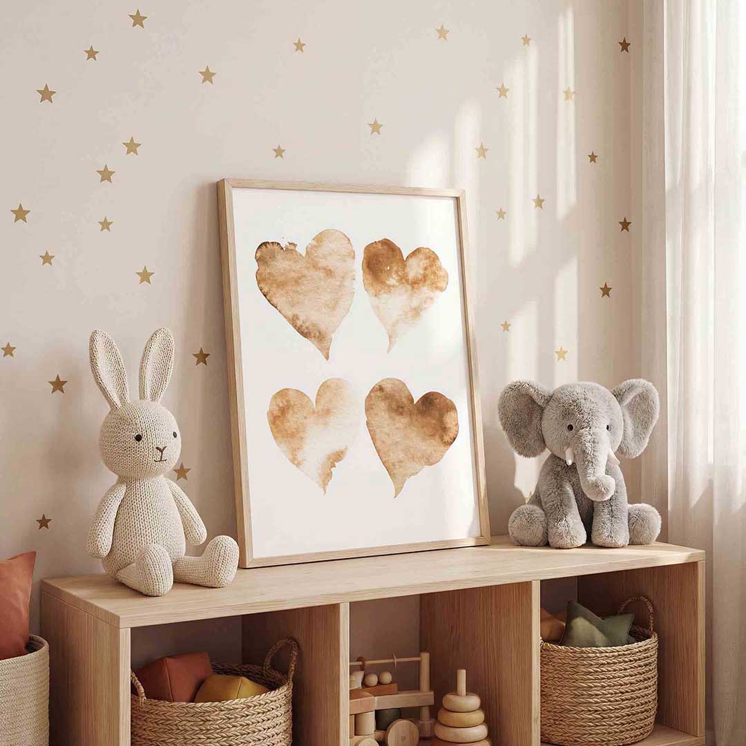 Vier harten – staande kinderkamer wanddecoratie van WallArtistic