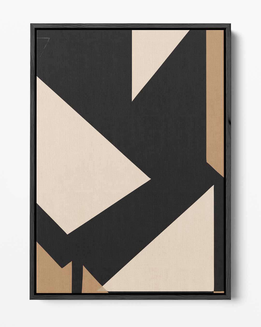 Abstracte Geometrie in Bruin en Zwart – portret kunstwerk als wanddecoratie
