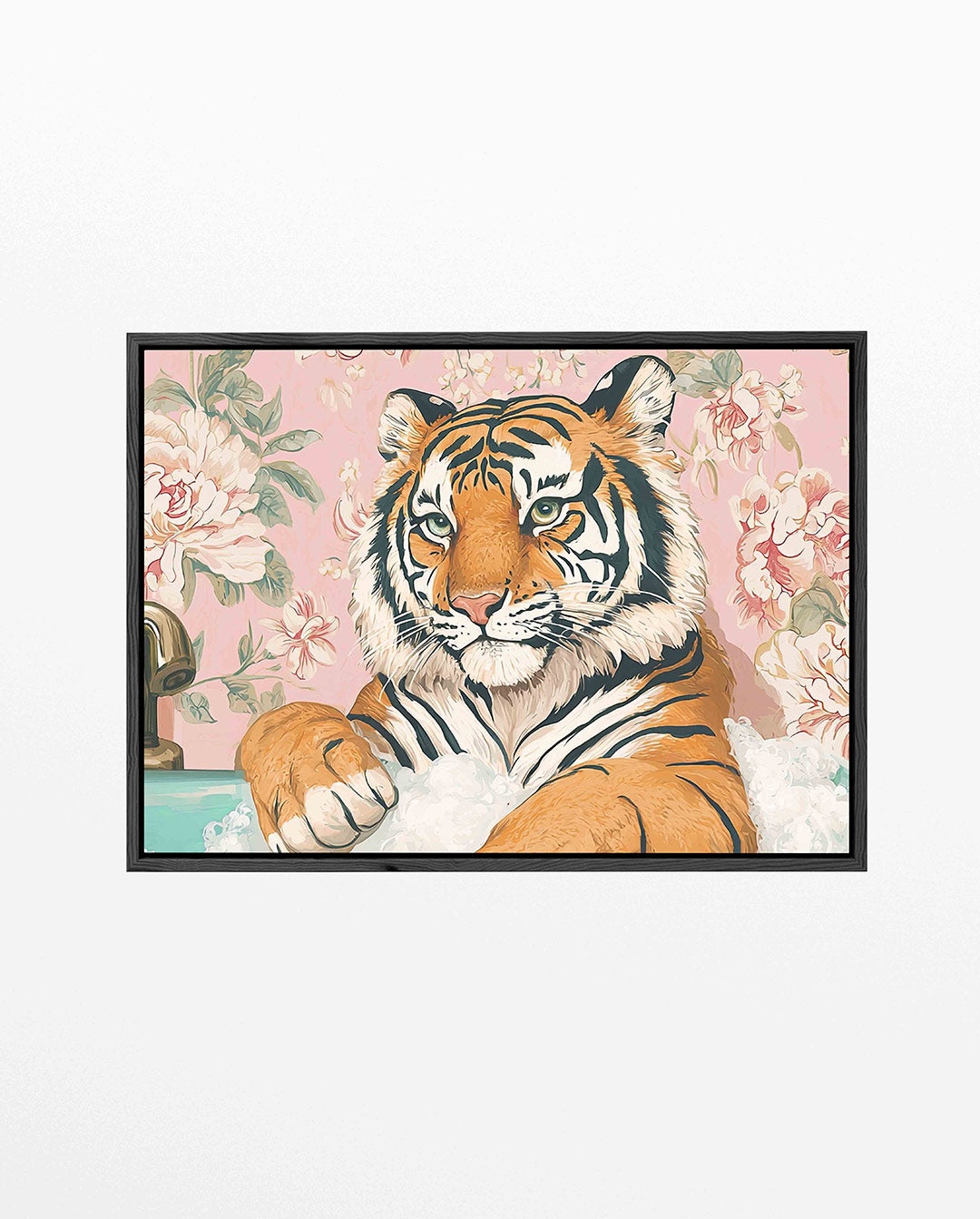 Tijger in bloemenbad – liggend dieren kunstwerk