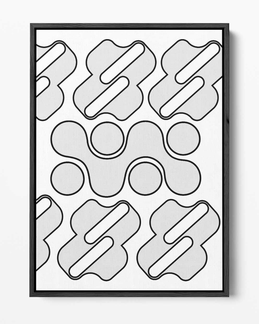 Geometrische Grijze Golf – portret kunstwerk als wanddecoratie