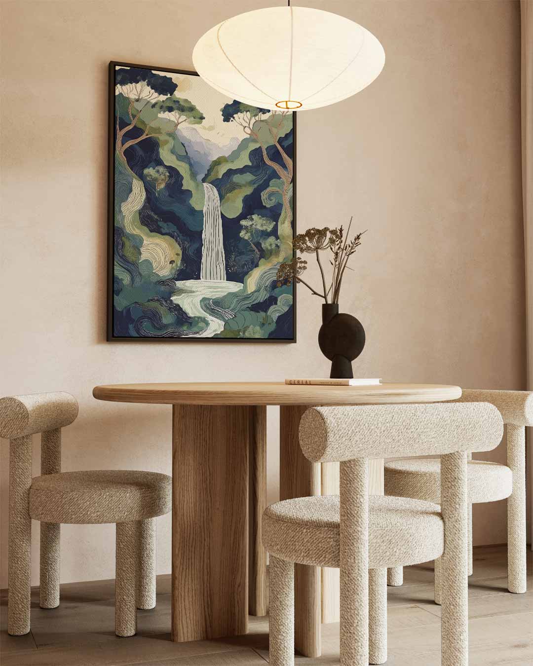 Mystieke Waterval in Bossen – staand kunstwerk voor modern interieur