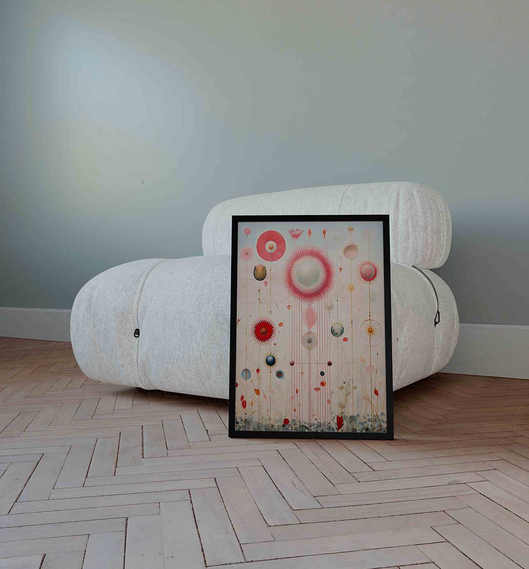 Bloemvormen en cirkels – surrealistische wandkunst als portret poster