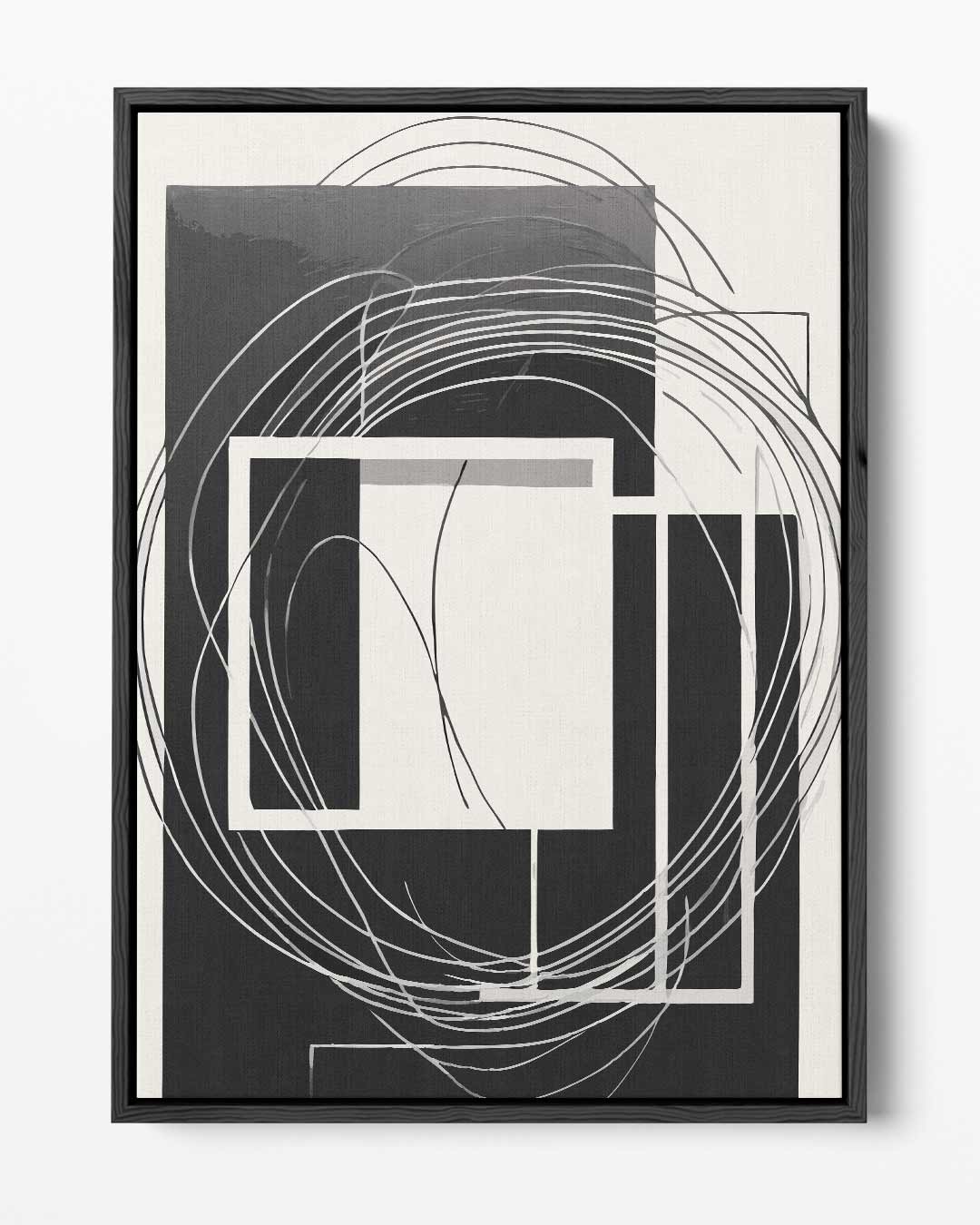 Abstracte Zwart-Wit Harmonie – portret kunstwerk als wanddecoratie