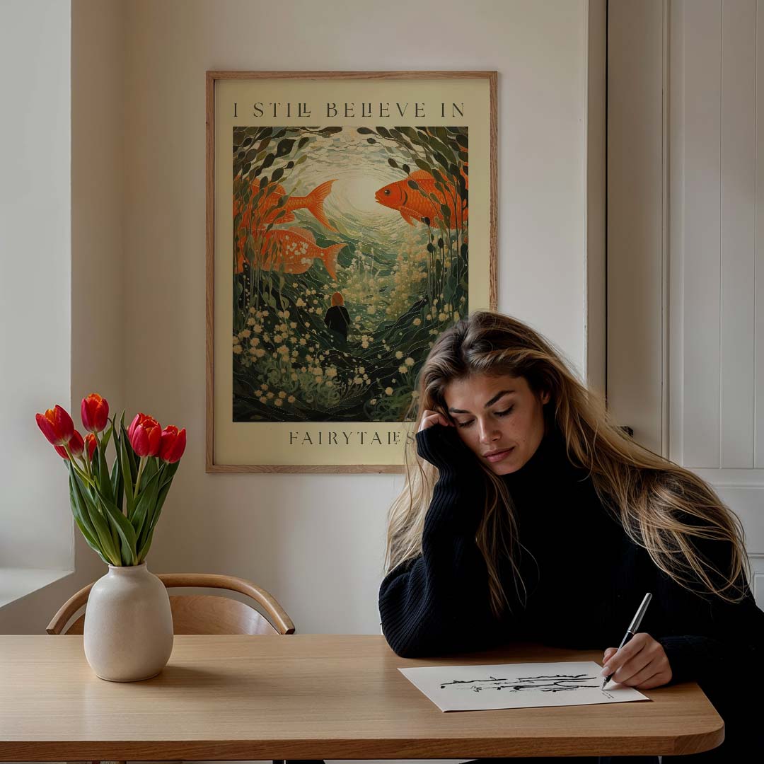 Dromerige Sprookjesachtige – staande muurposter met tekst en typografie