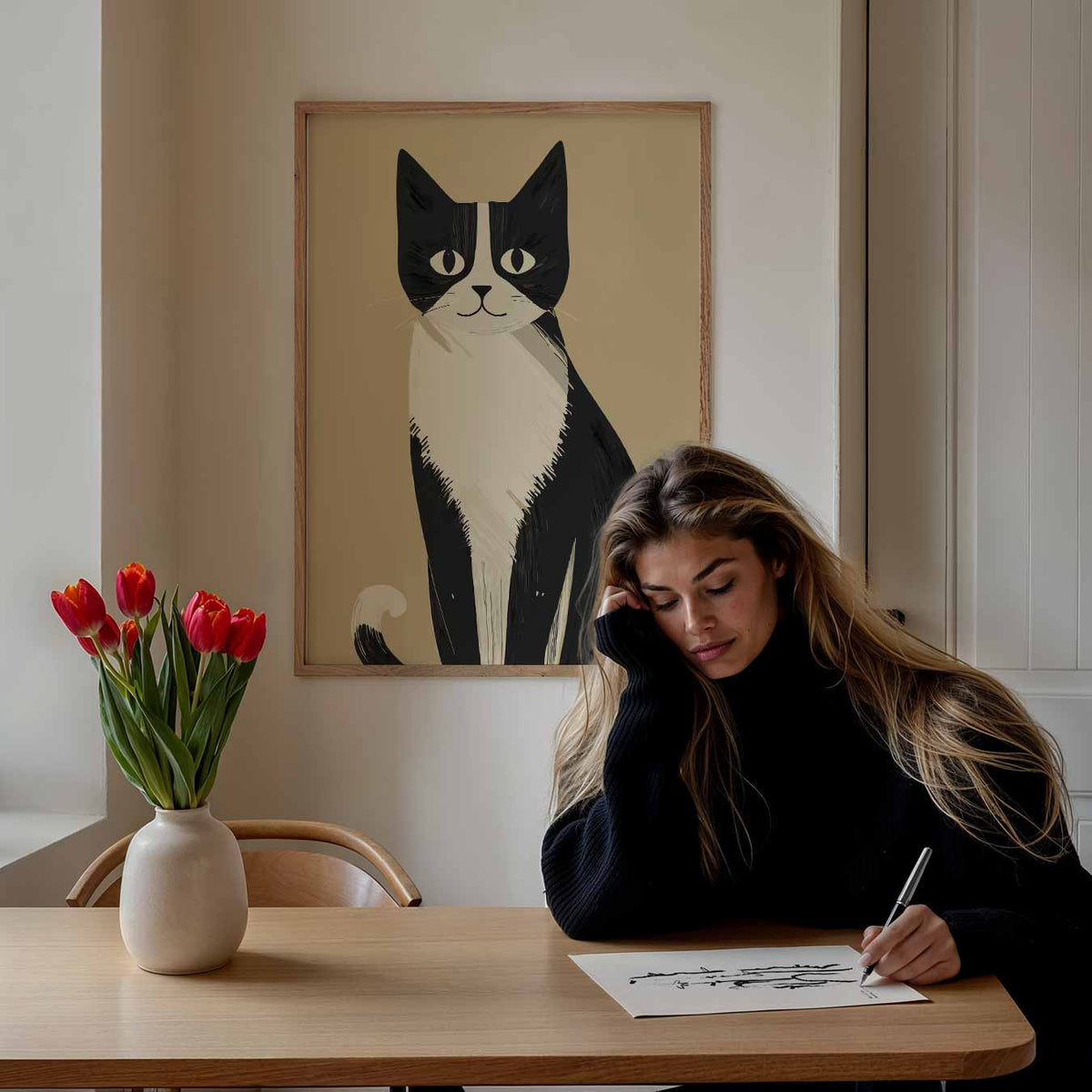 Schattige Kat – staande dieren wanddecoratie van WallArtistic