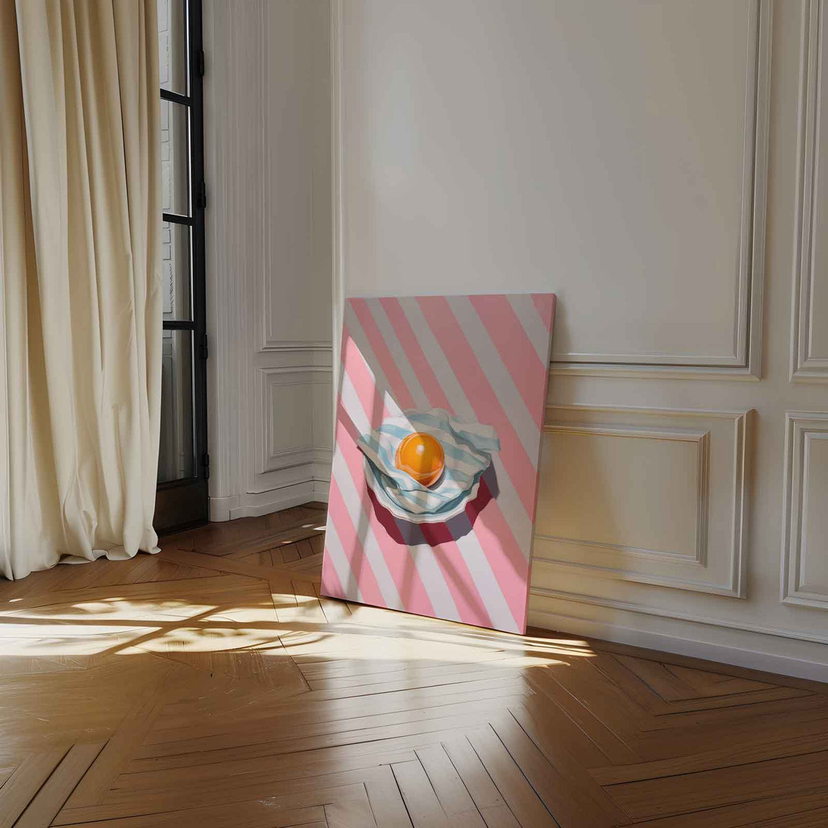 Zomerse Vrucht in Strepen – staand kunstwerk voor modern interieur