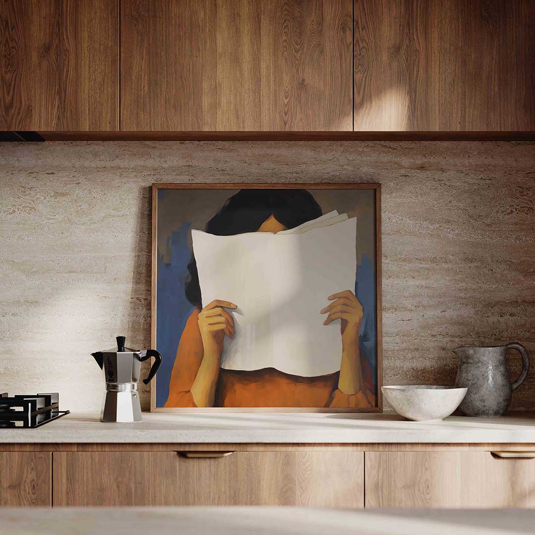 Lezende persoon – culinaire wandkunst als vierkante poster