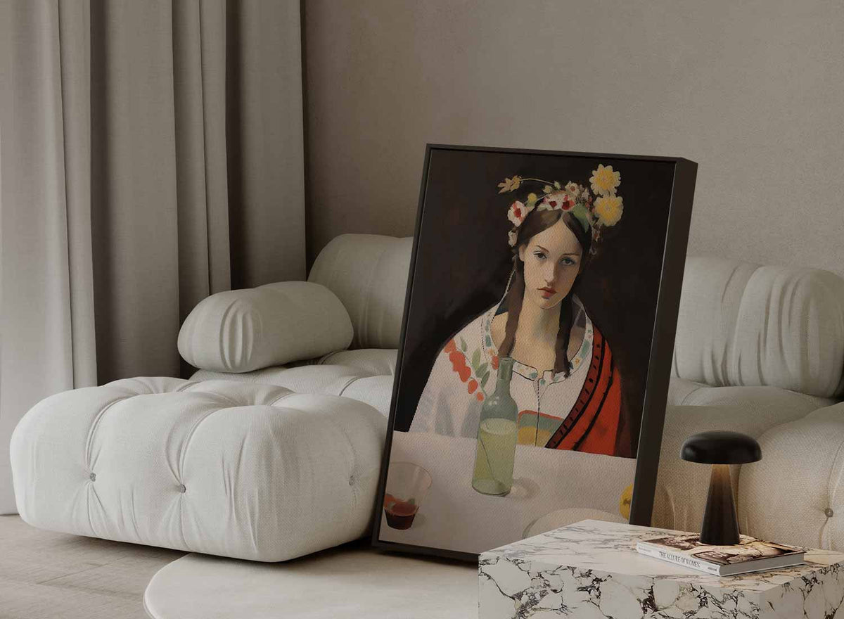Bloemen en Stilte – modern portret kunstwerk van WallArtistic
