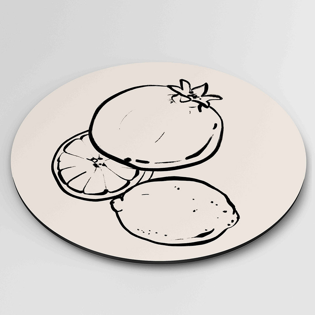 Citrusvruchten – ronde wanddecoratie met abstract ontwerp