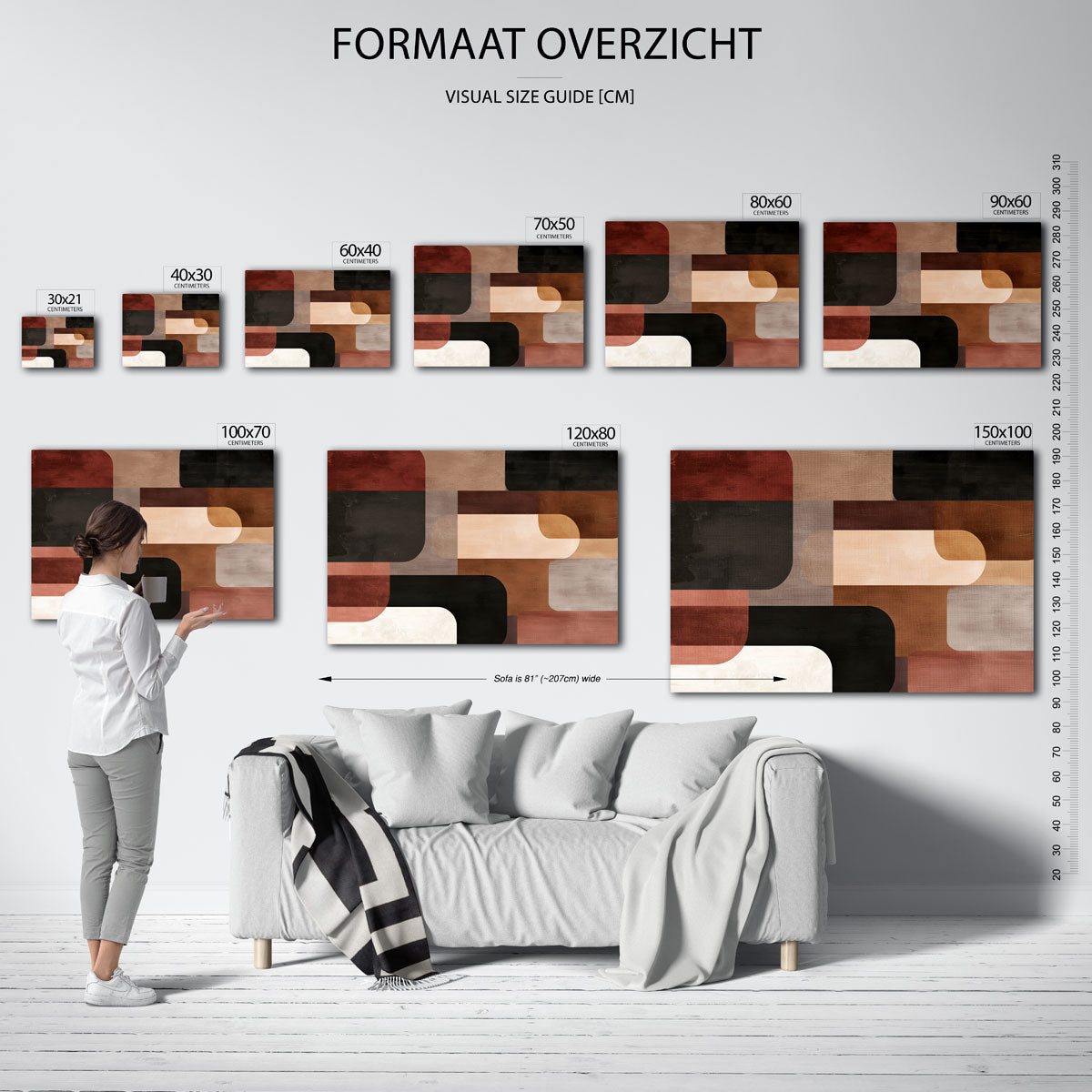 Abstracte vormen – liggende muurposter met abstracte vormen