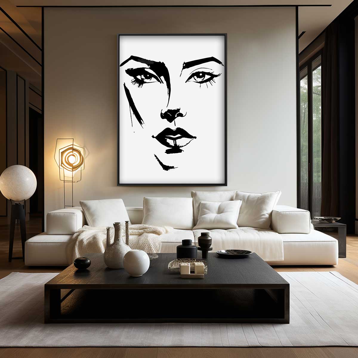 Expressieve Inktportret – kunstwerk met zwarte baklijst
