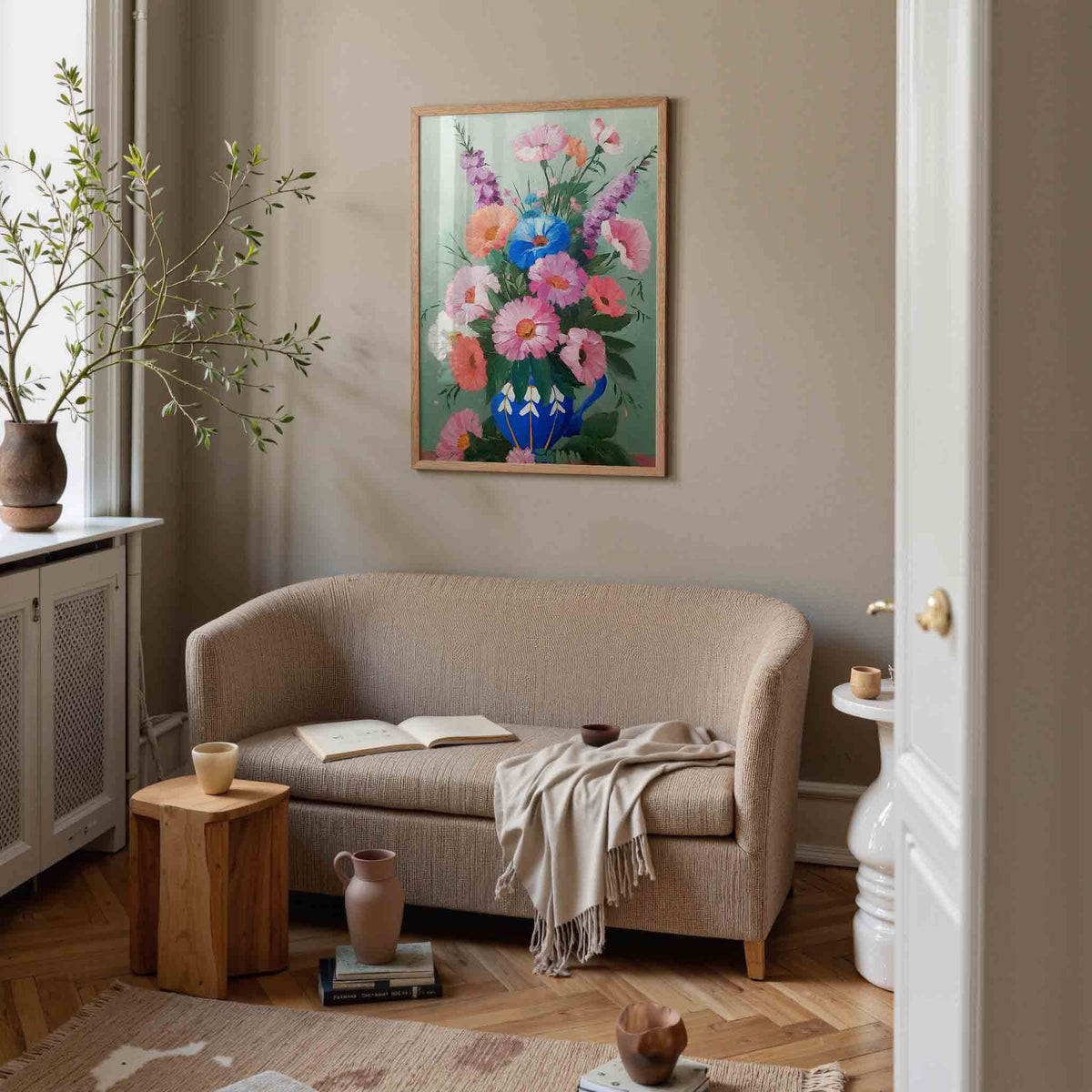 Bloemen in vaas – illustratie poster in staand formaat