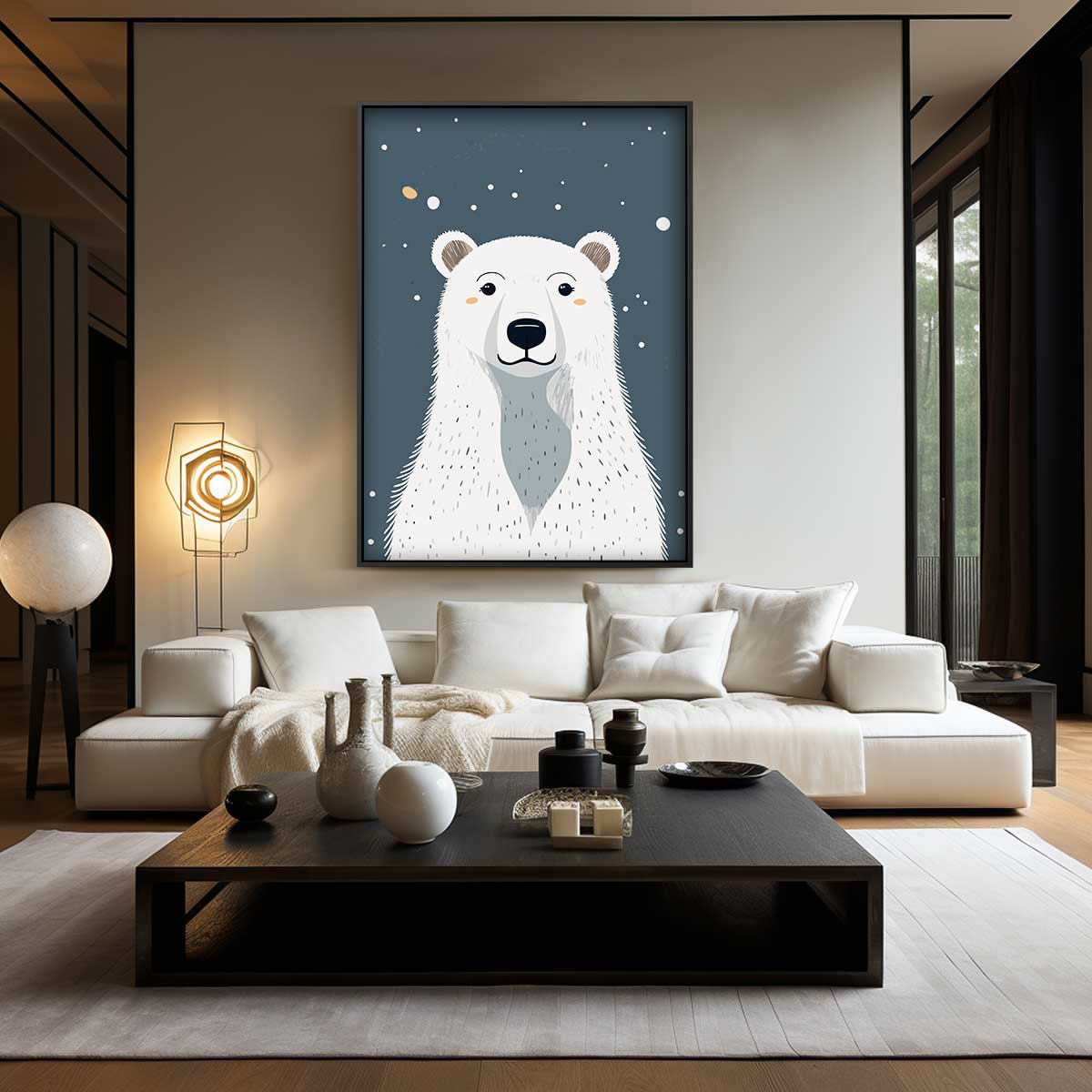 Schattige IJsbeer Illustratie – canvas wanddecoratie in portret formaat