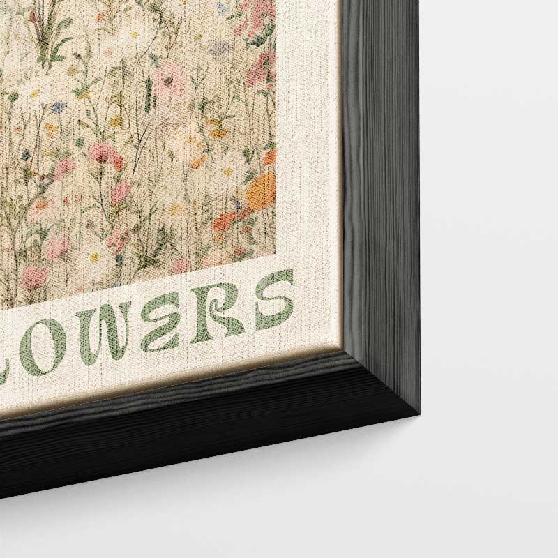 Wilde Bloemen Velden Kunstprint – kunstwerk met zwarte baklijst