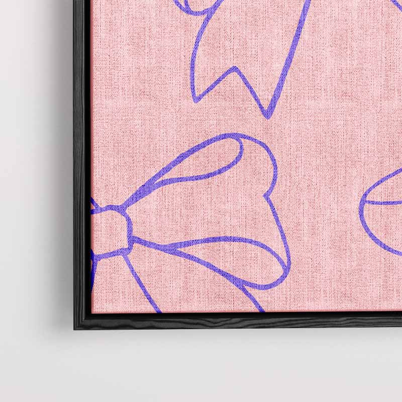 Speelse Strikjes – kunstwerk met zwarte baklijst