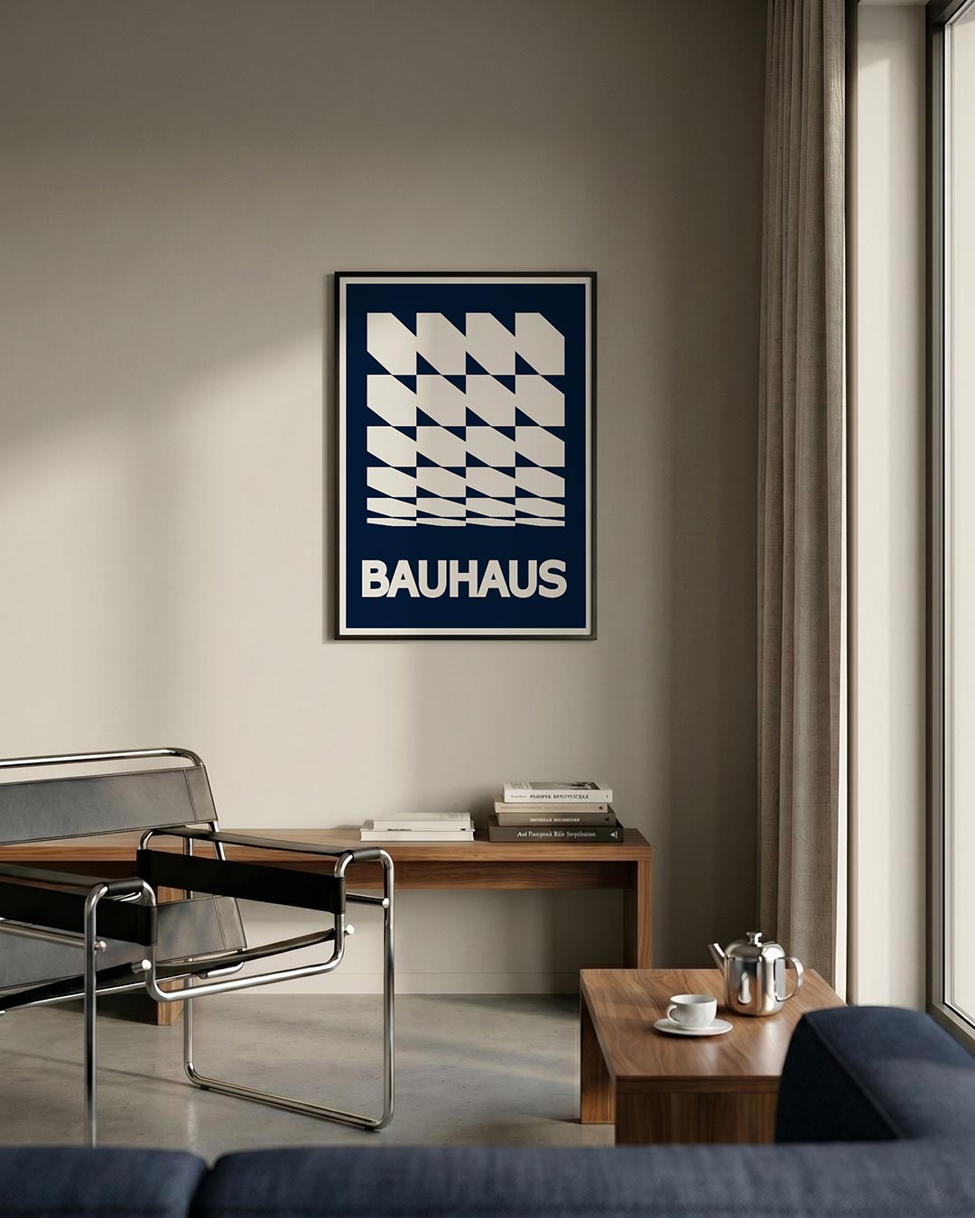 Vormritme en lijnen – staande Bauhaus poster voor aan de muur