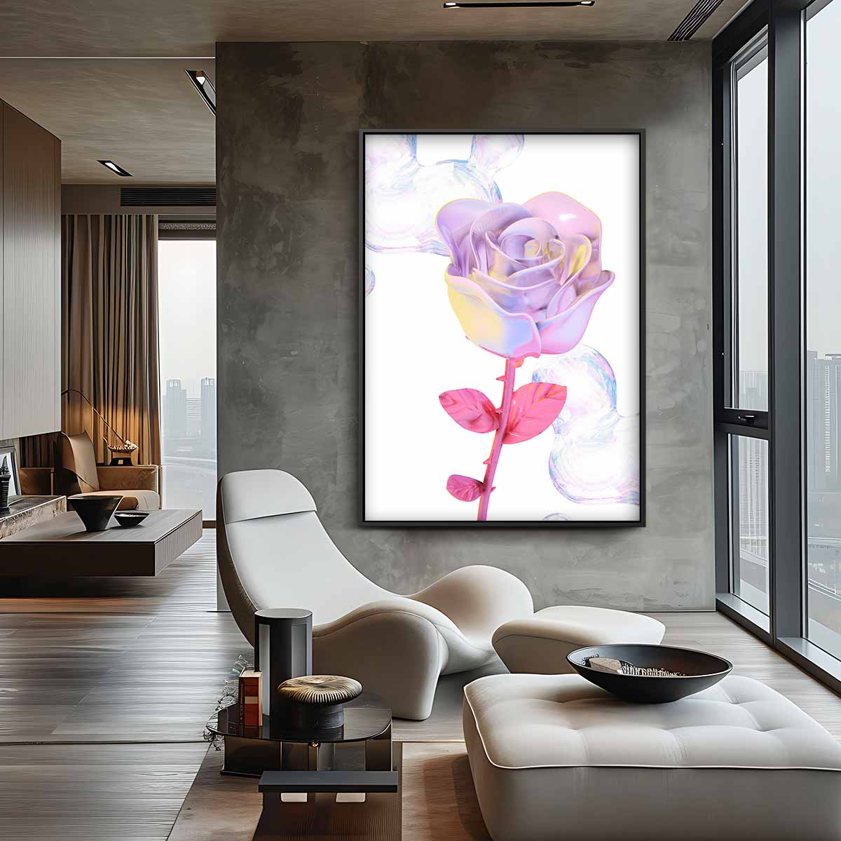 Magische Roos Sculptuur – canvas kunstwerk als wanddecoratie