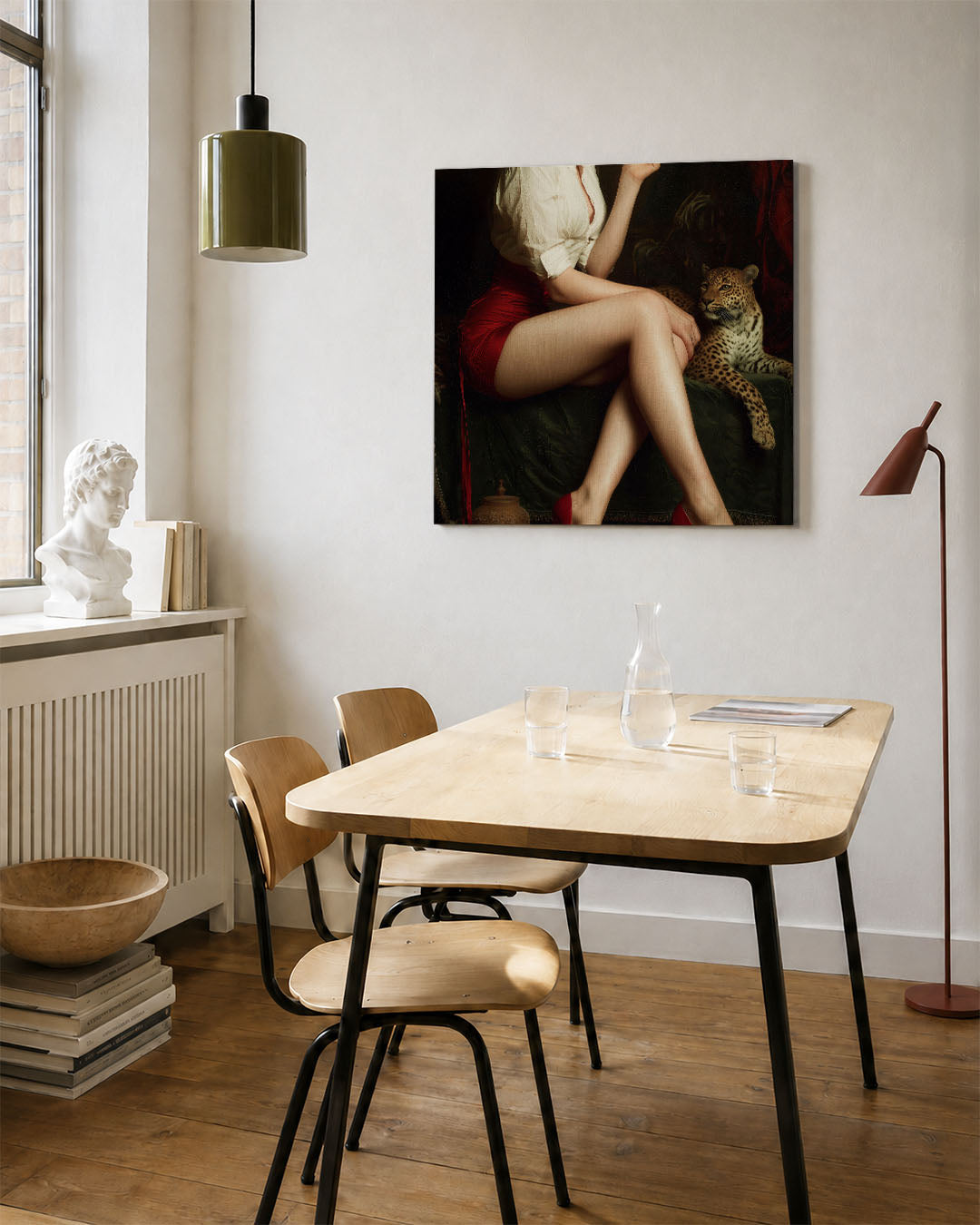 Abstract kunstwerk – vierkante wanddecoratie – een abstract kunstwerk met donkere tinten en een rustige visuele opbouw.