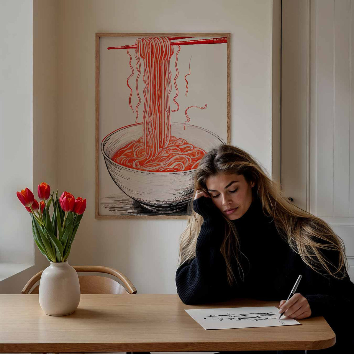 Stijlvolle Ramen Illustratie – keuken portret poster, afbeelding 7