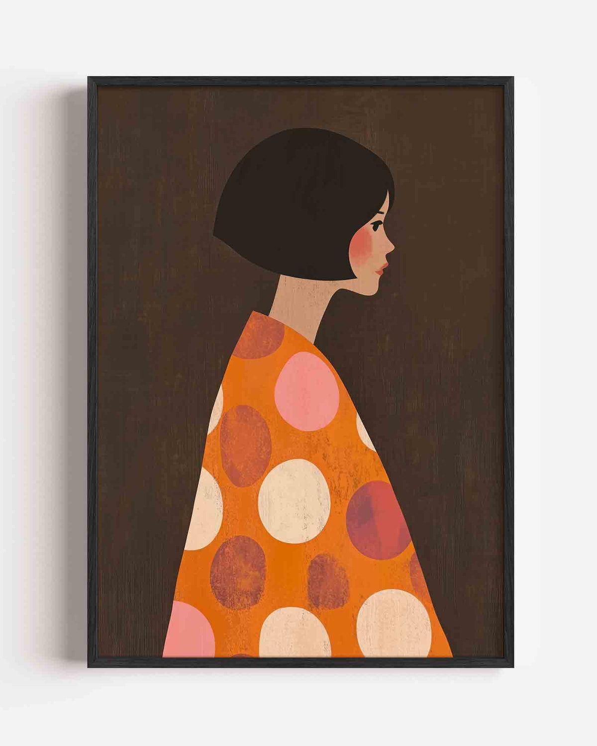 Vrouw met stippenjas – moderne portret poster als wanddecoratie