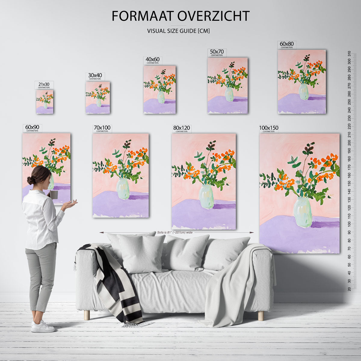 Bloemen in vaas – staande muurposter voor een modern interieur