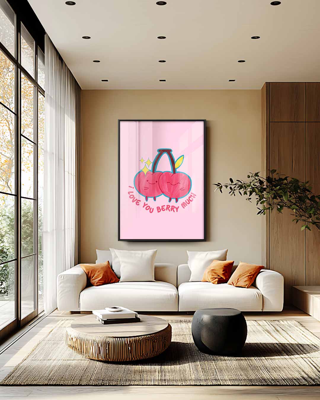 Liefdevolle Kersen Illustratie – staand kunstwerk voor modern interieur