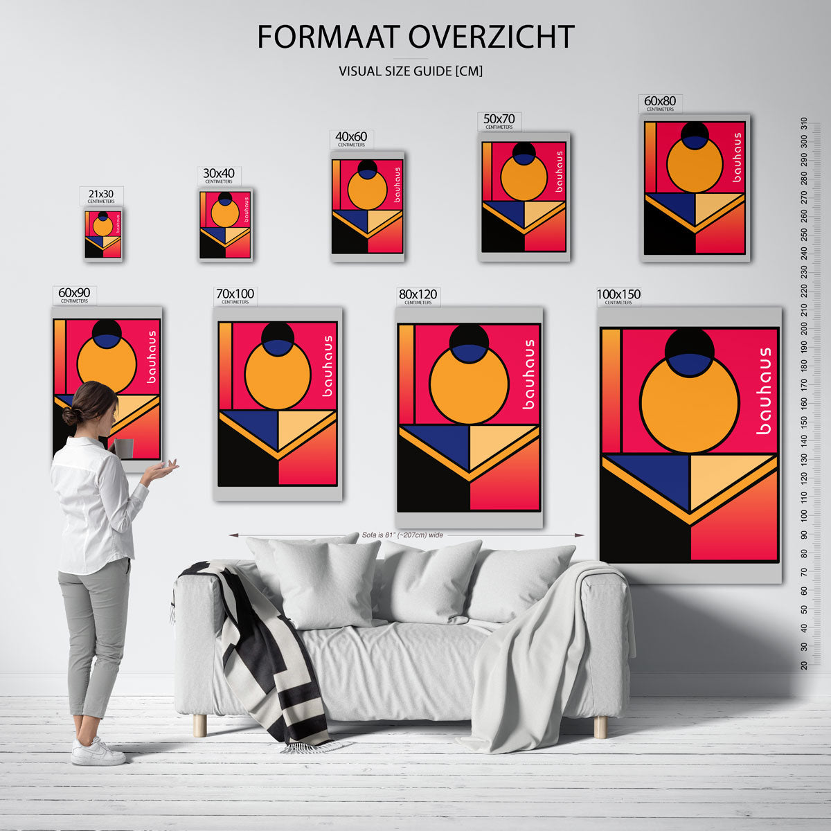 Vorm en kleur – geometrische poster in Bauhaus-stijl van WallArtistic