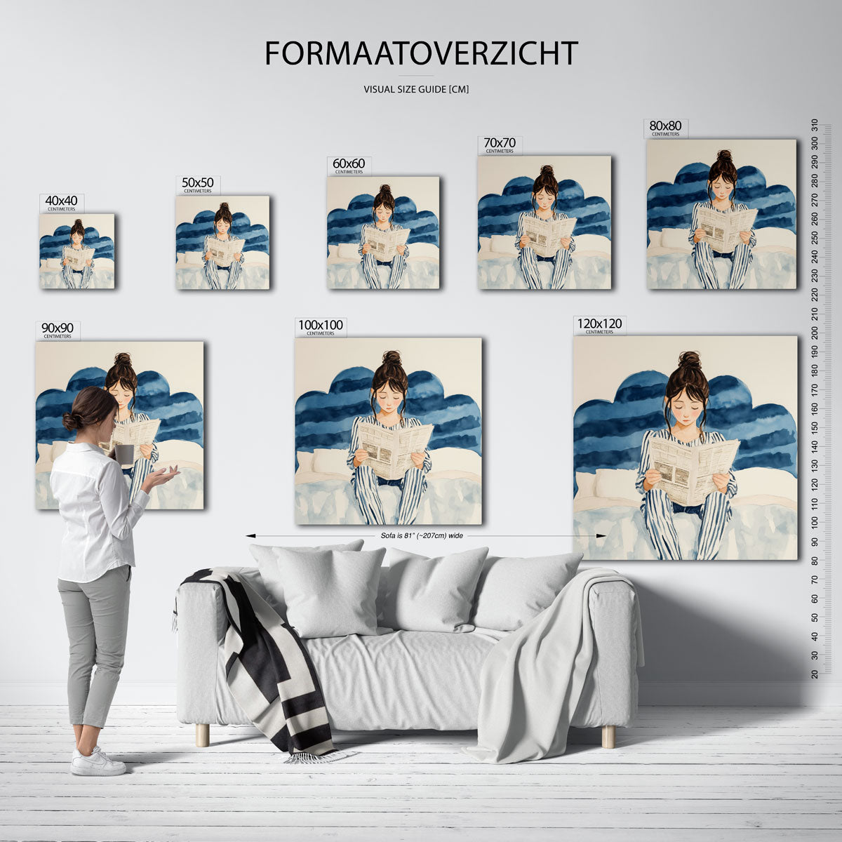 Lezend meisje – vierkante muurposter voor een modern interieur
