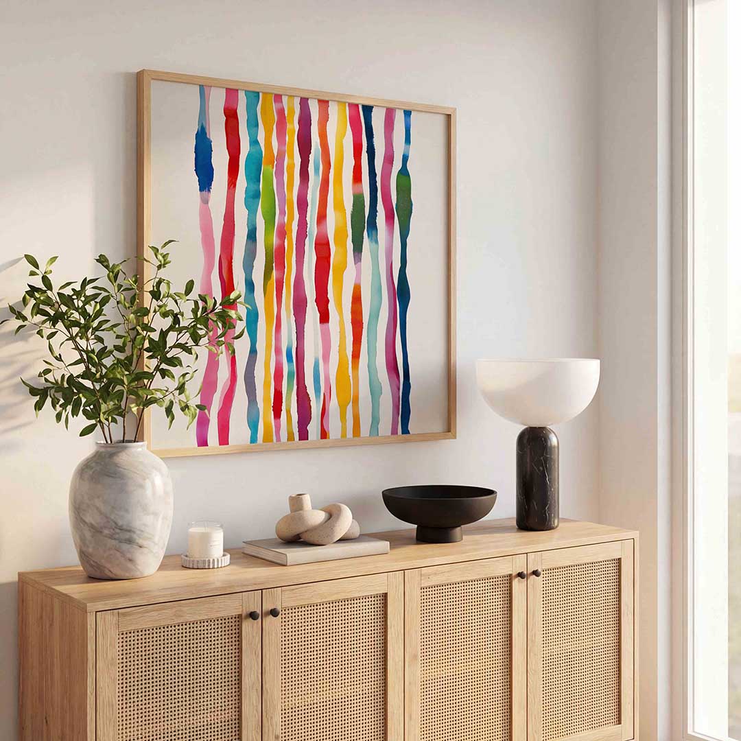 Verticale strepen – kunst en design poster in vierkant formaat