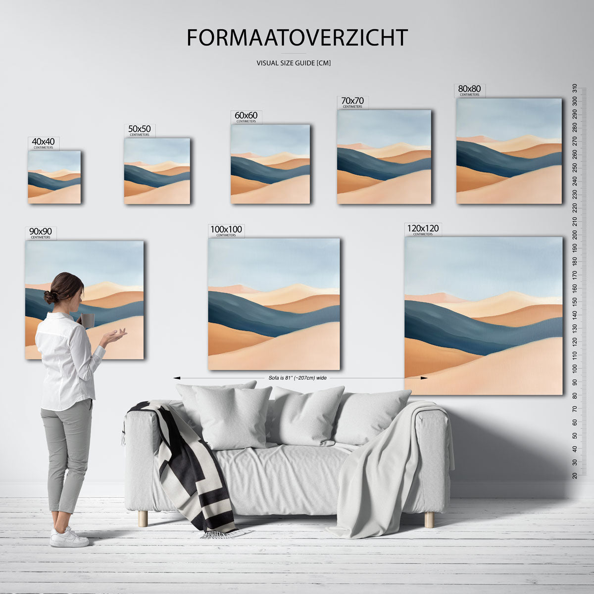 Zandduinen en lucht – vierkante muurposter met kunst en design