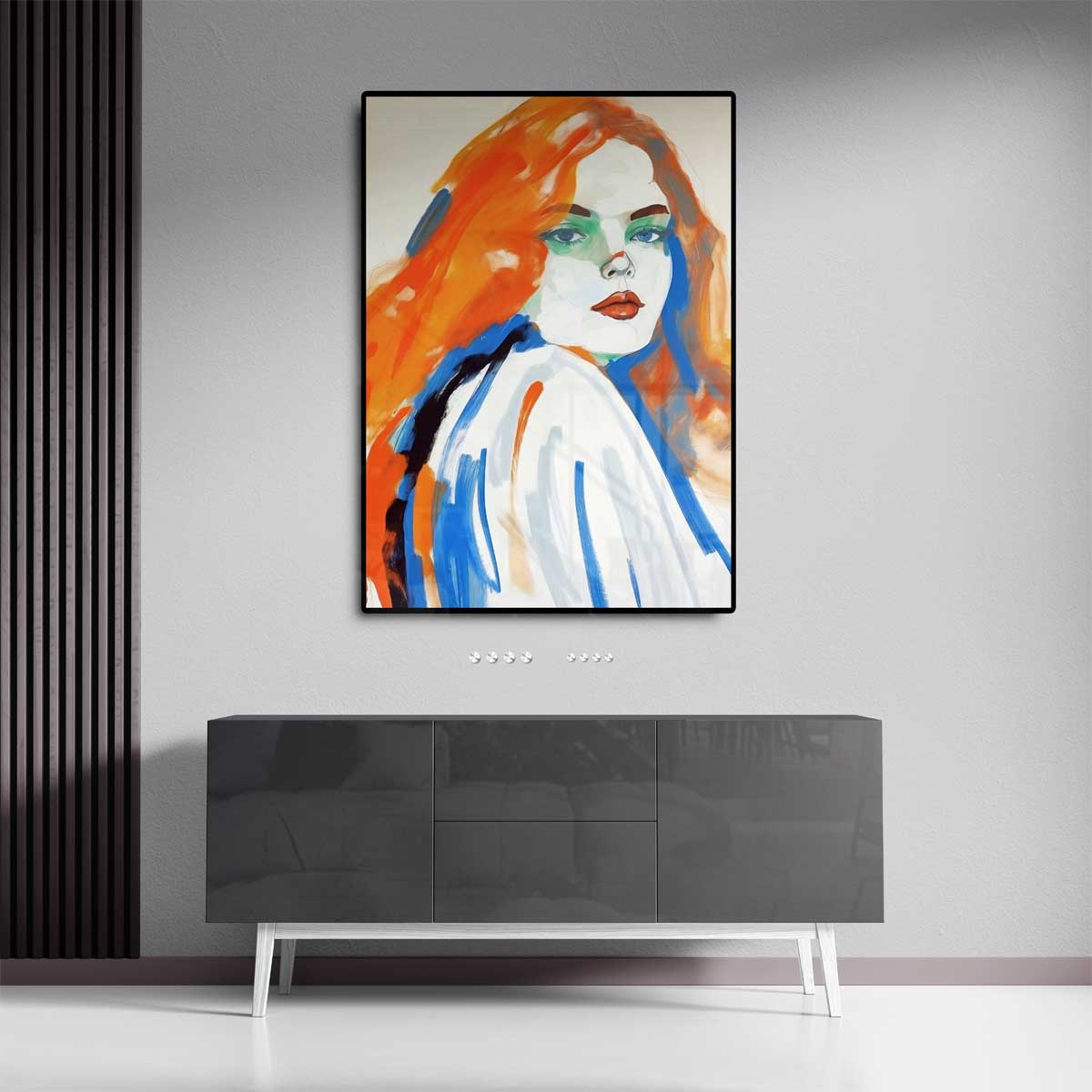 Dromerige Tinten: Vrouw in Kleur – staande wandkunst voor woonkamer of interieur