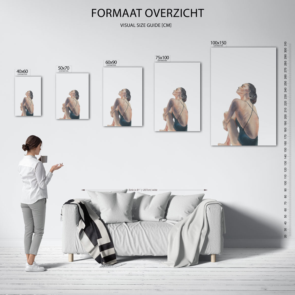 Zittende vrouw – staand wanddecoratie kunstwerk