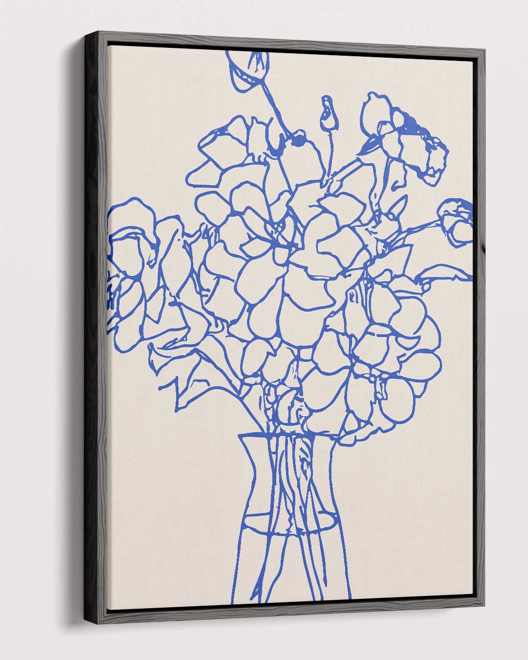 Elegante Blauwe Bloemenlijn – dibond kunstwerk als wanddecoratie