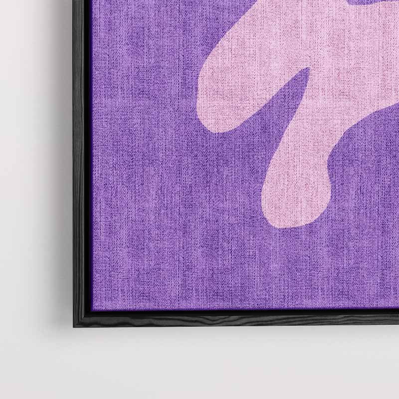 Vrolijke Vormen in Paars en Roze – kunstwerk met zwarte baklijst