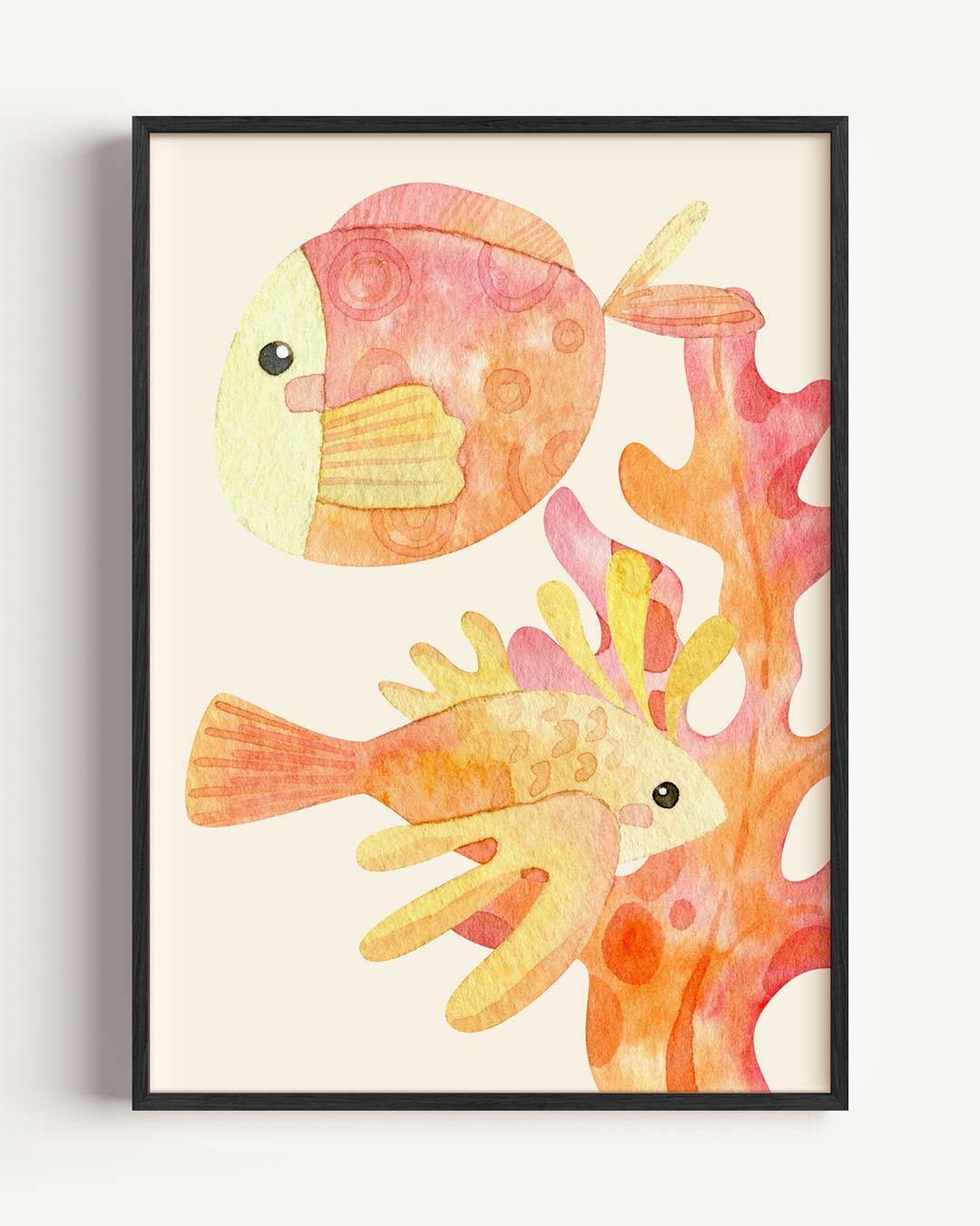 Goudvis en Koraal – dieren portret poster als wanddecoratie