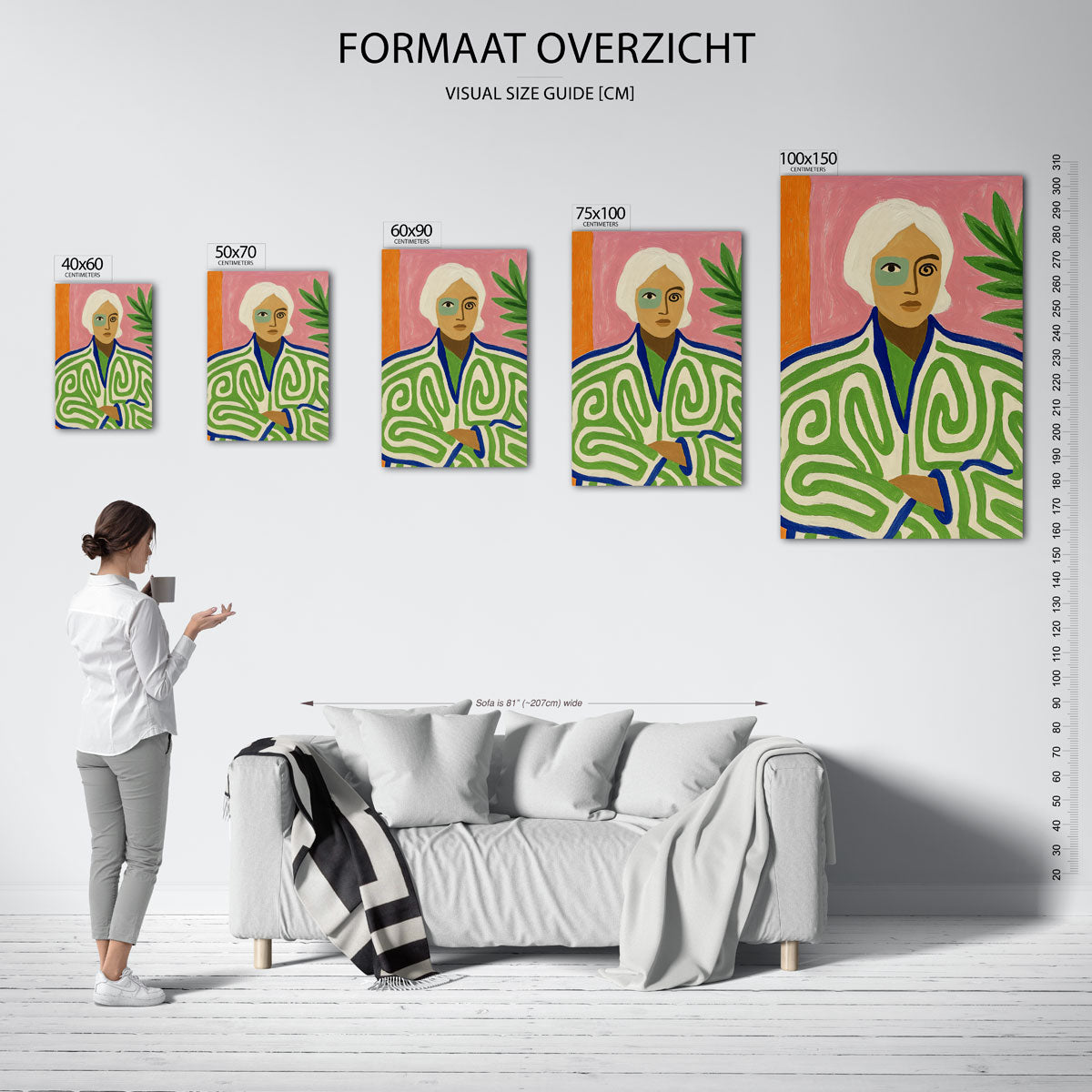 Vrolijke portret compositie – staand wanddecoratie kunstwerk