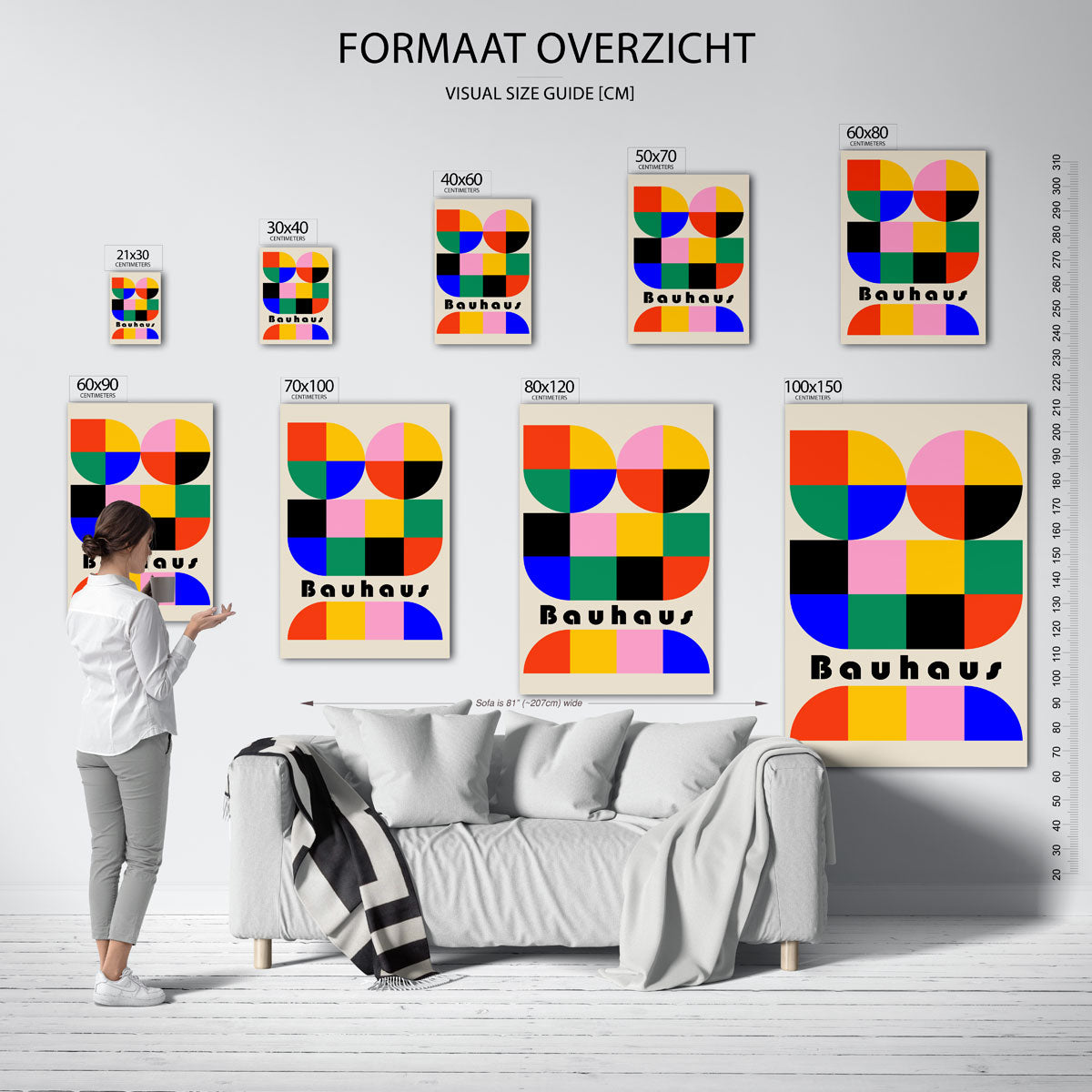 Kleurrijke vormritme – geometrische poster in Bauhaus-stijl van WallArtistic