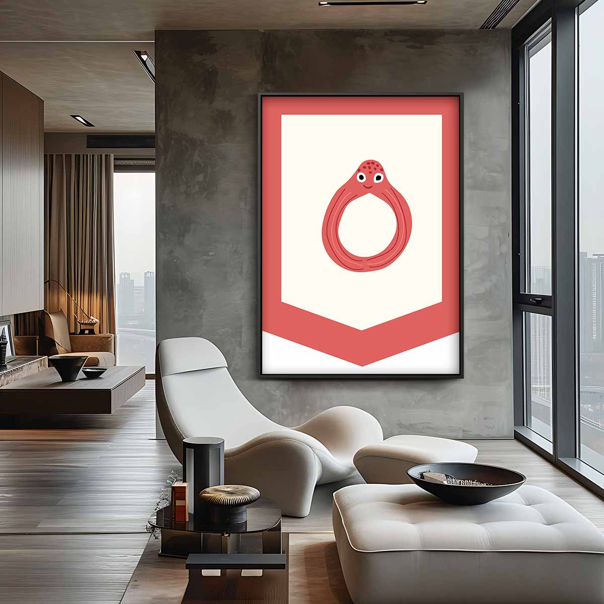 Blij Octopus Wandtapijt – canvas wanddecoratie in portret formaat