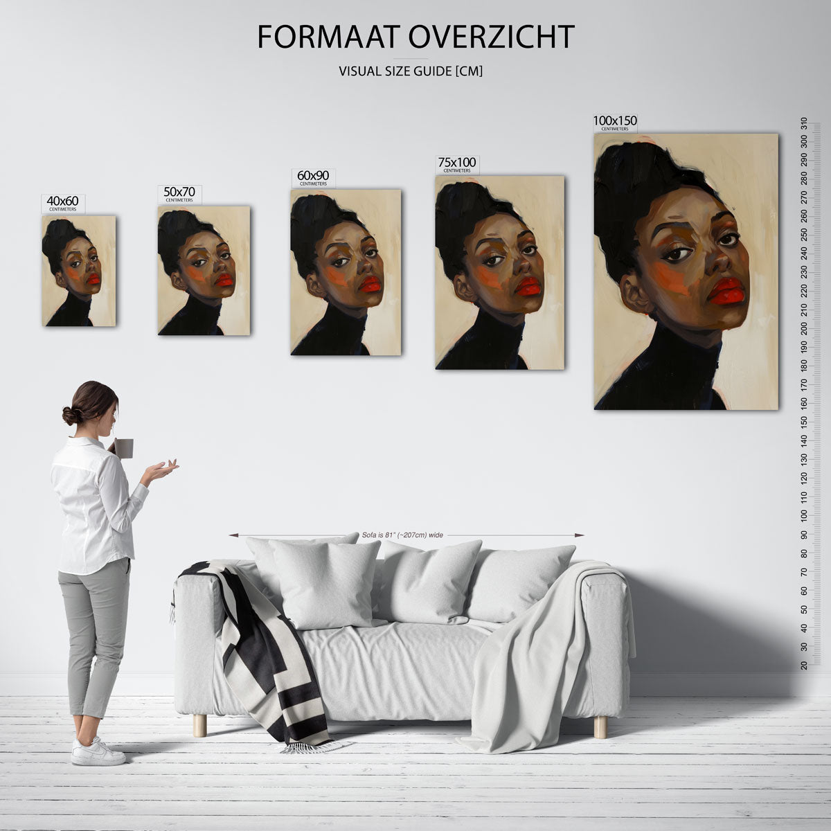 Portretstudie – staand wanddecoratie kunstwerk