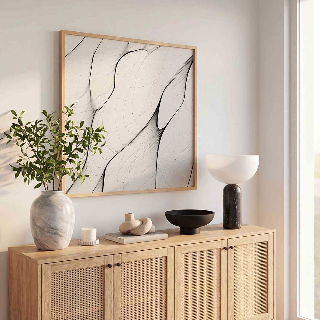 Abstracte lijnen – kleurrijke poster in vierkant formaat