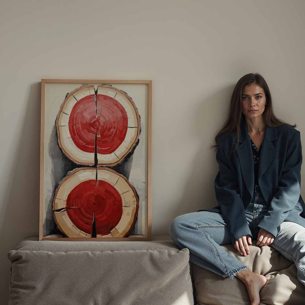 Moderne Houtstructuur – Streetart wandkunst als portret poster