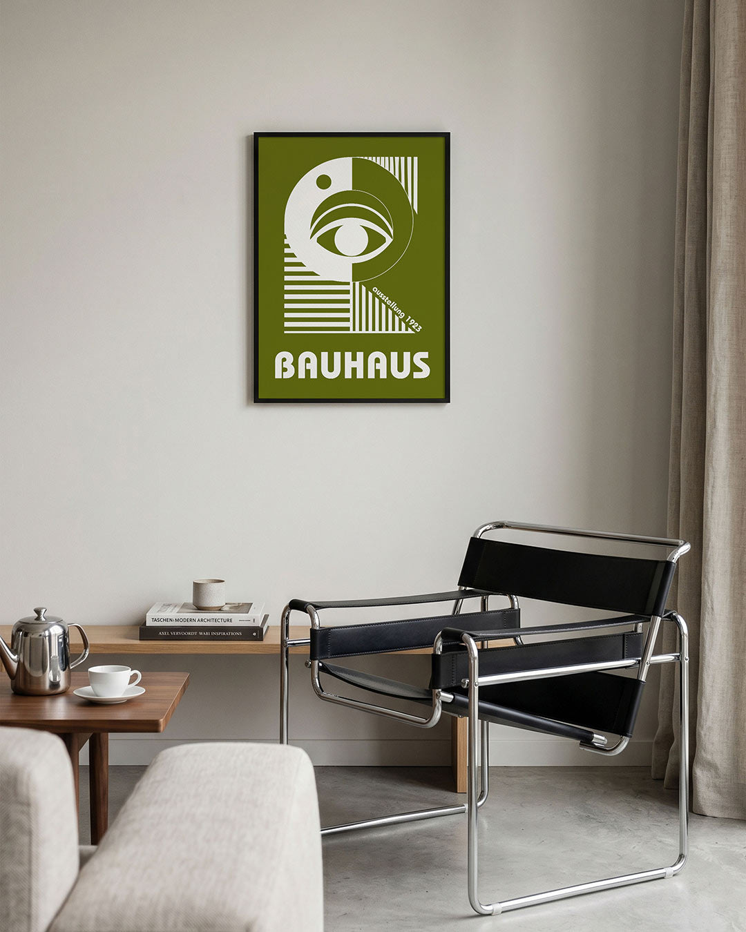 Oog en lijnen – geometrische Bauhaus poster in staand formaat