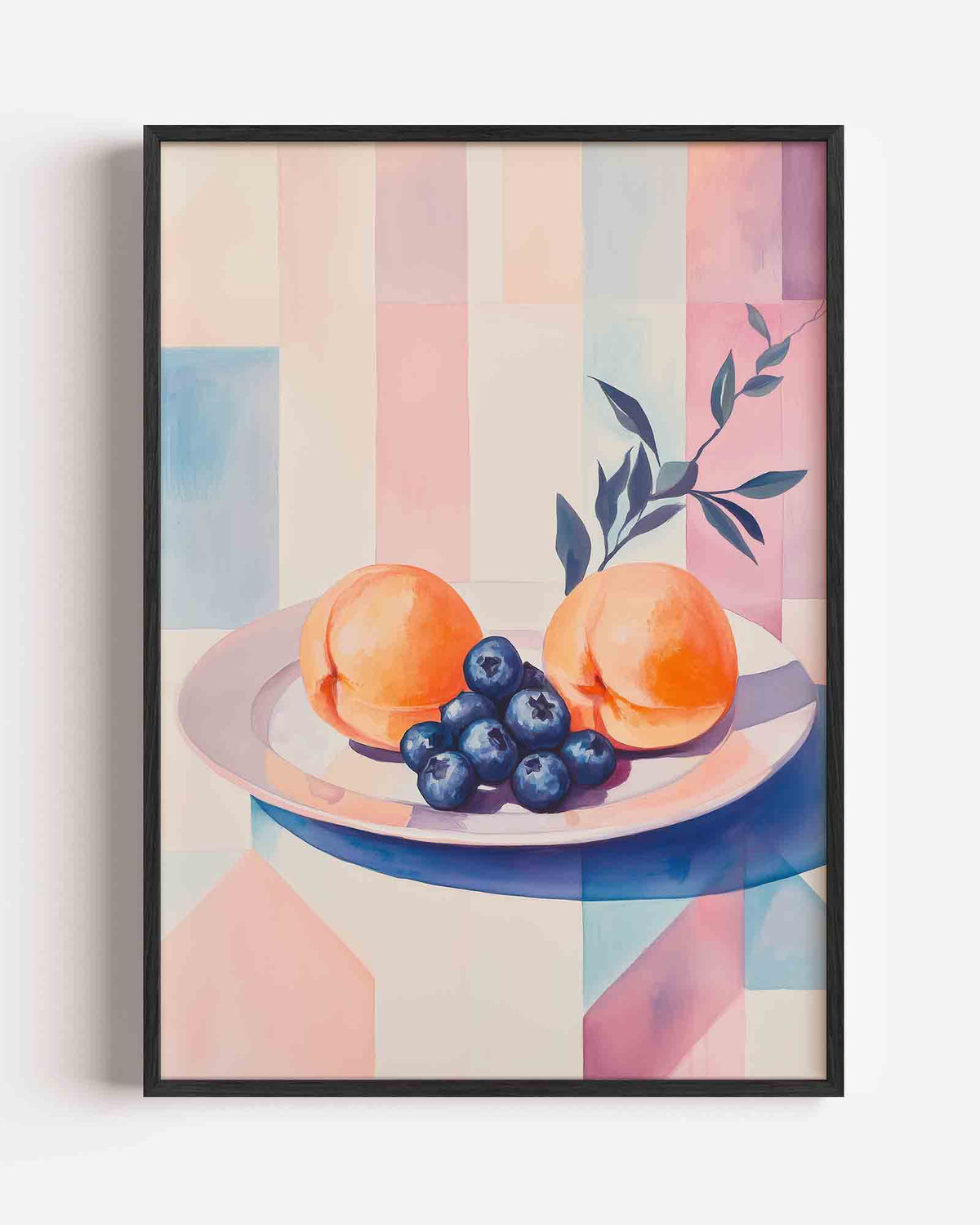 Perziken en blauwe bessen – moderne portret poster als wanddecoratie