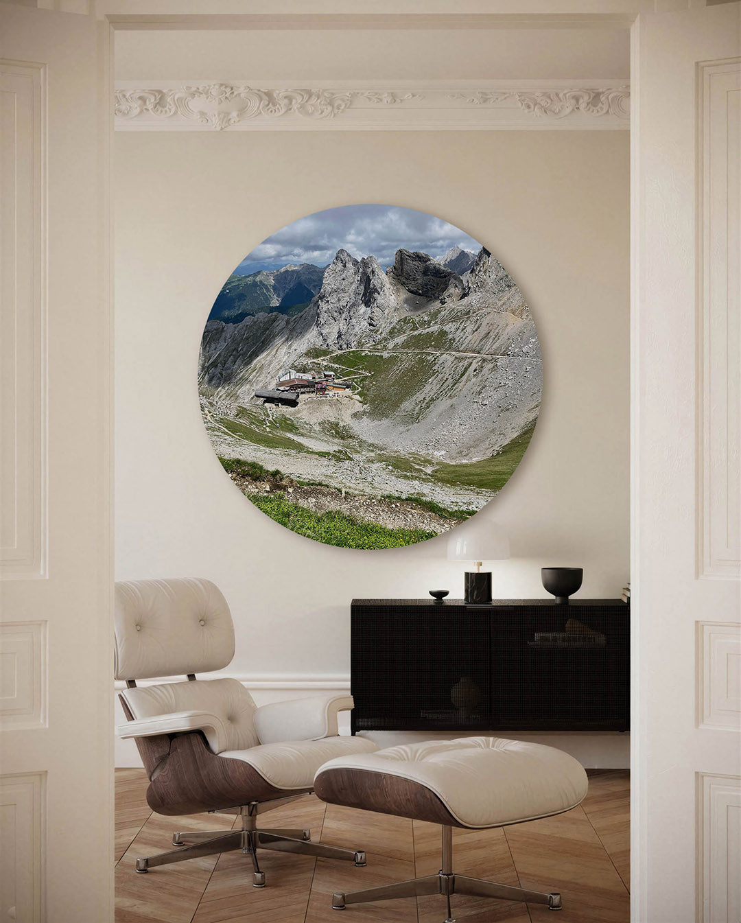 Berglandschap met rotsen – fotografische muurcirkel voor aan de muur