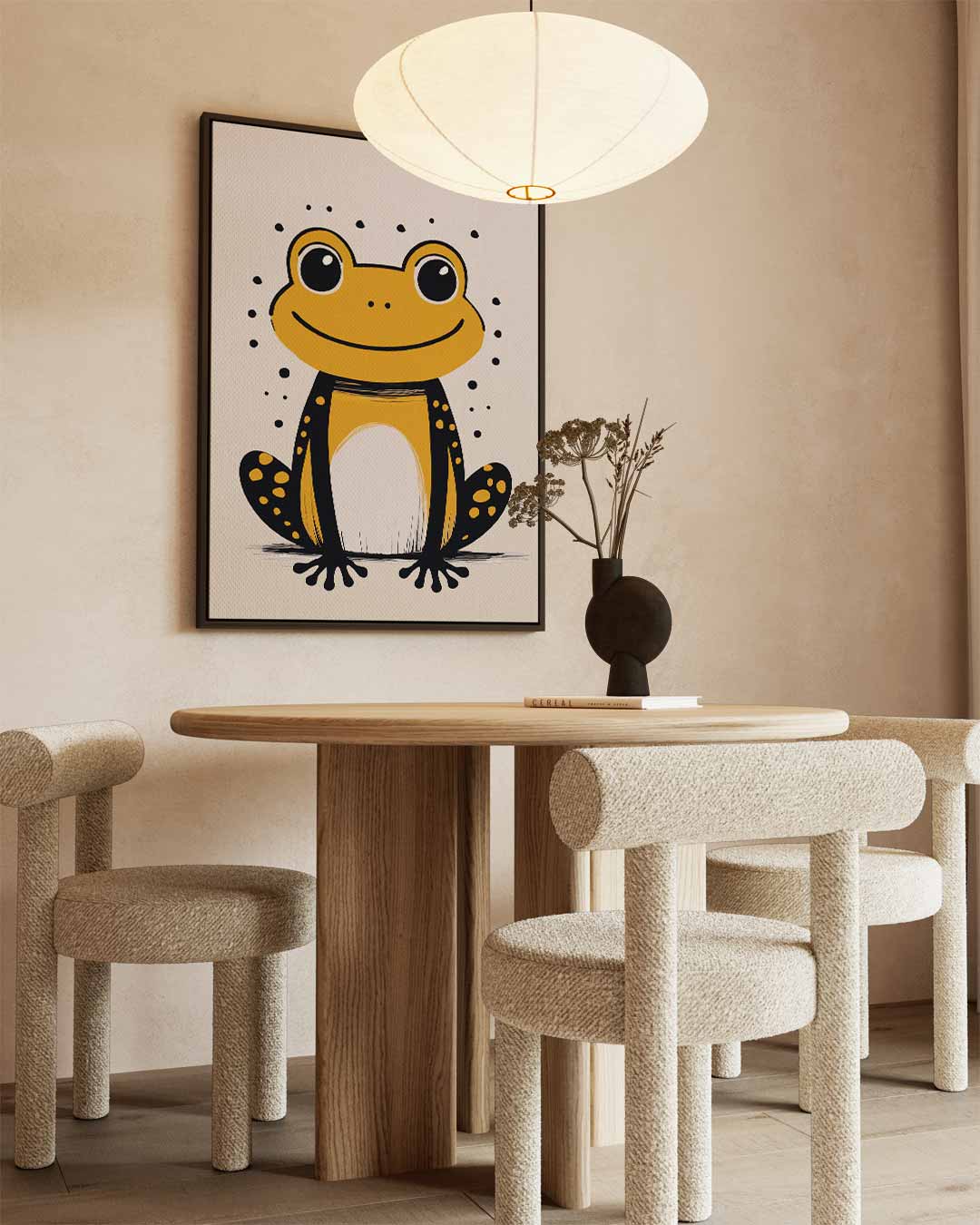 Vrolijke Kikker Illustratie – staand kunstwerk voor modern interieur